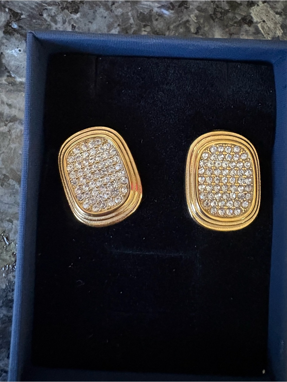 Gold Crystal Pavé Oval Stud Earrings - Women's Jewelry